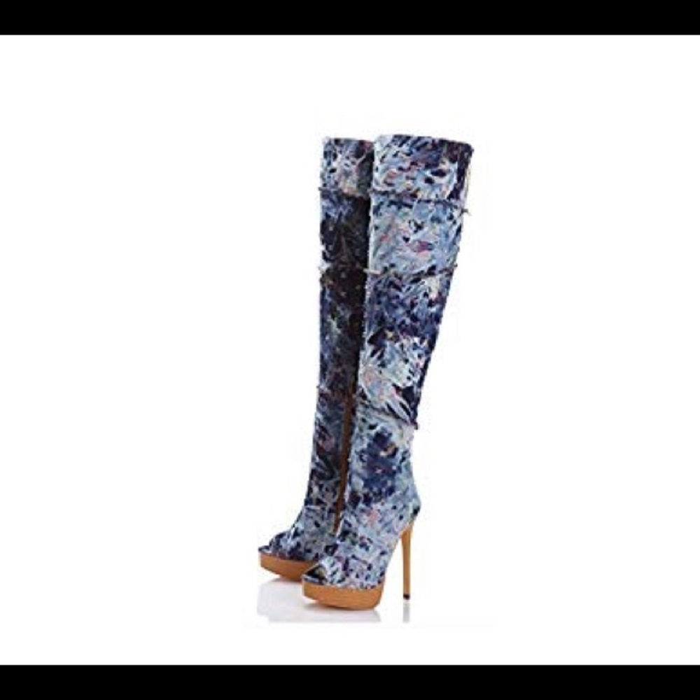 Denim boots